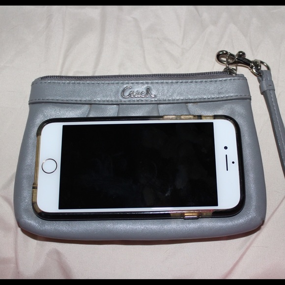 Silver/grey coach wristlet - Picture 2 of 4