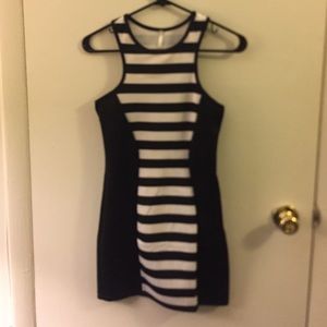 Black striped mini dress size small