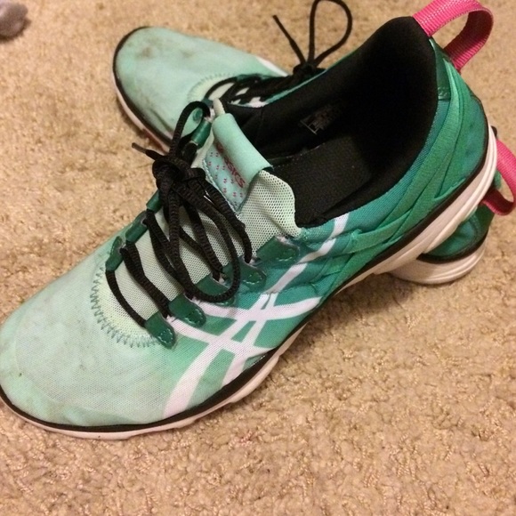 Asics green tennis shoes