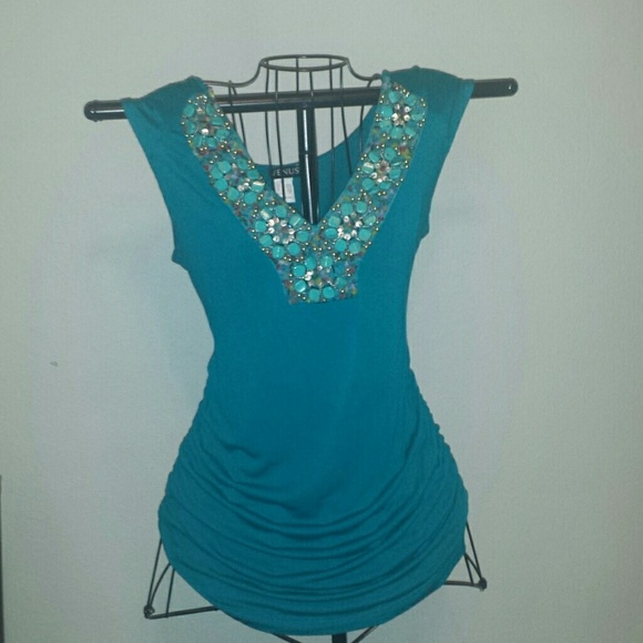 Turquoise beaded Top by Venus