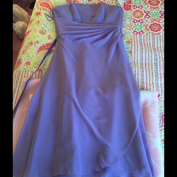 Purple strapless dress t-length