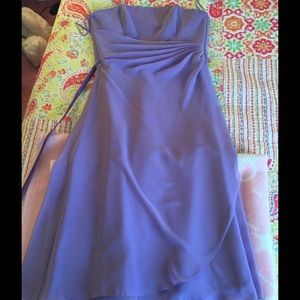 Purple strapless dress t-length