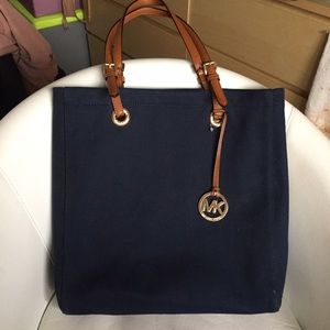 BNWOT 100% Authentic Michael Kors Navy Canvas Tote