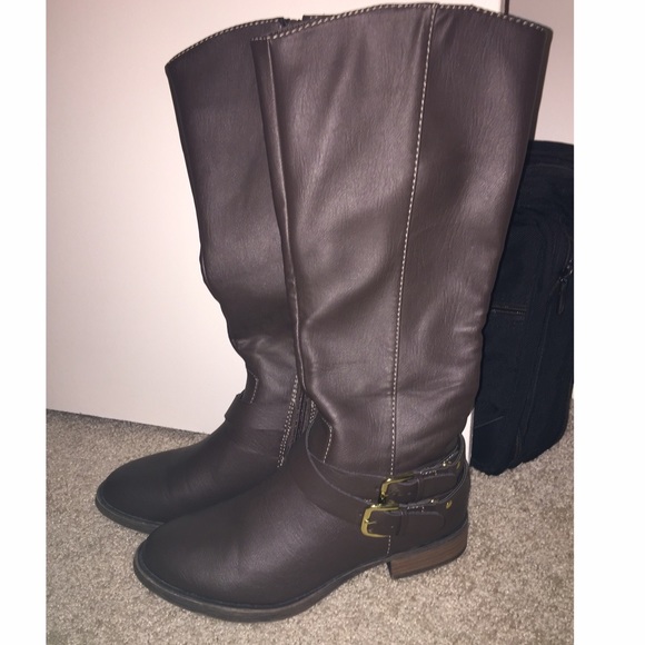 Brown knee high riding boots