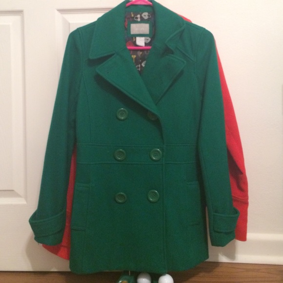 Delia's wool pea coat in Kelly green