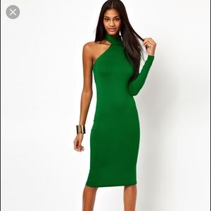 Green one sleeve dress