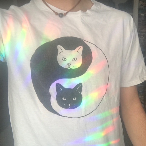 cat yin and yang tee