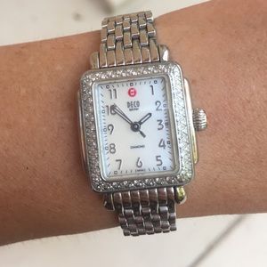 Michelle Deco Mini silver watch w/ diamonds