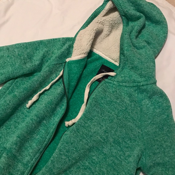Green Zip-Up Hoodie- Lined Hood