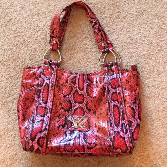 Kathy Van Zealand Pink Snakeskin Bag