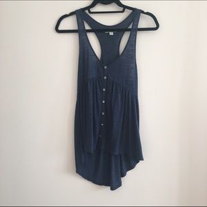 American Eagle Outfitters blue high-low tank top