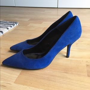 Blue Suede Zara Pointed Pumps