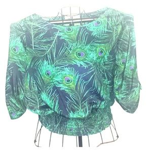 Beautiful Michael Kors top with peacock print