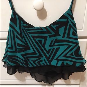 Teal and black crop top tank top