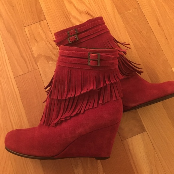Aerosoles red suede ankle boot