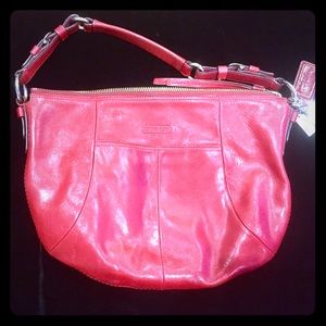 Red Leather Coach Shoulder Bag