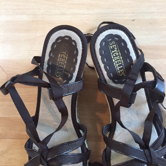 Seychelles wedges SZ 7 Lace up brown ribbon - Picture 3 of 4