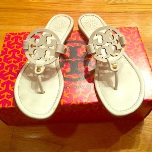 Tory Burch Miller-Saffiano patent sandal