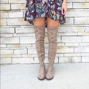 Over the knee taupe colored boots
