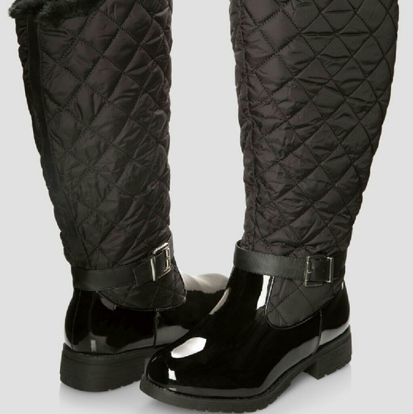 Ashley Stewart Shoes - Ashley Stewart Extended Calf Quilted Patent Boot