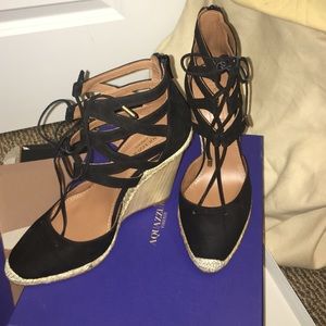 Aquazzura Belgravia Wedge - black suede 37.5