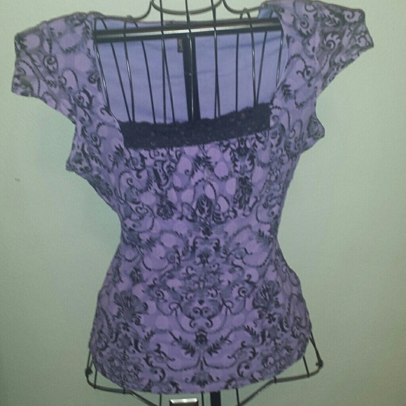 Purple snd black lace beaded top