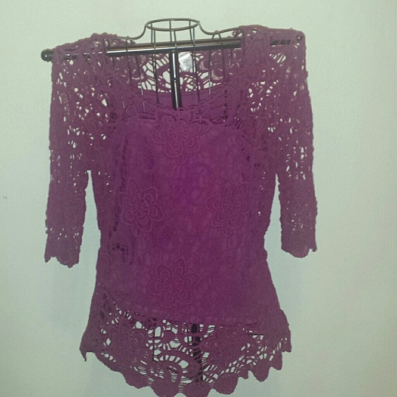 Purple crochet top with matching shell