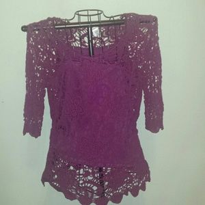 Purple crochet top with matching shell