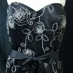 WHBM floral embroidered strapless dress