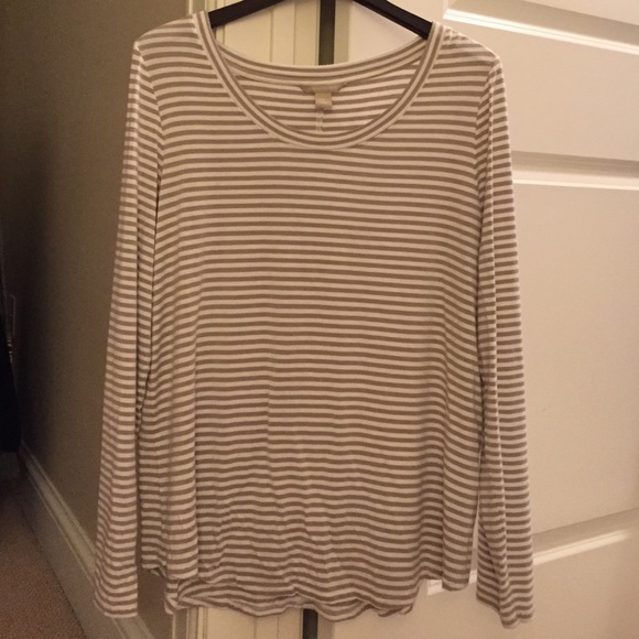 BR long sleeve stripe tuxedo hem top