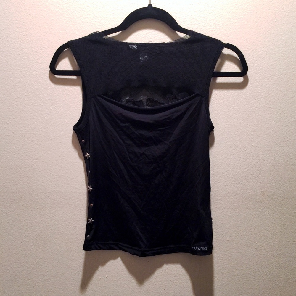 🌹eckō Red: Black Mesh Studded Top🌹