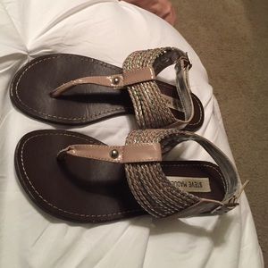 Nude and silver sandals