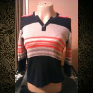 Liz Claiborne Striped Cotton Sweater XL