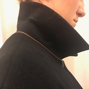 100% cashmere Italian black belted long coat