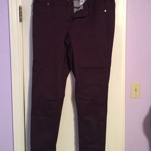 Burgundy denim flex skinny jeans