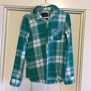 Women's Fitted American Eagle Teal Flannel