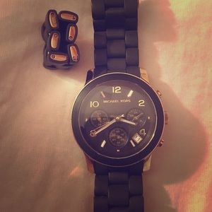 MK chocolate brown & gold watch