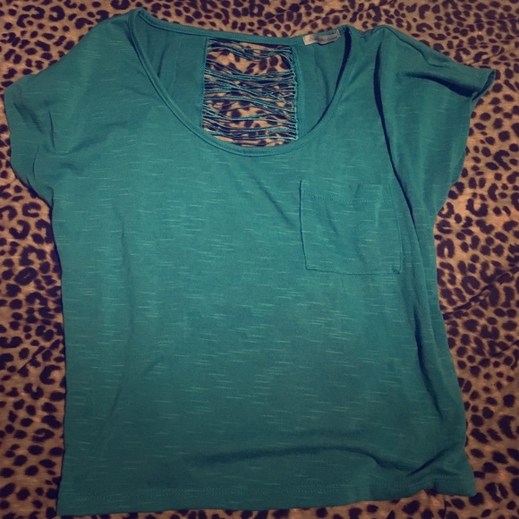 Turquoise shirt design in back