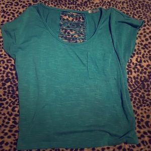 Turquoise shirt design in back