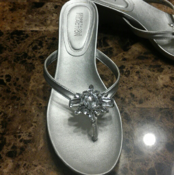 Silver wedge sandals