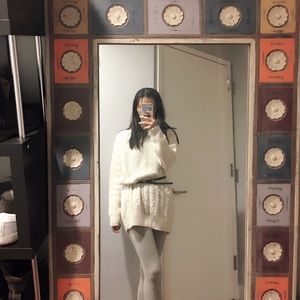 Topshop thigh long white sweater