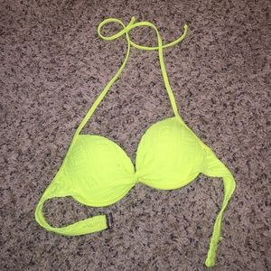 Neon yellow push up swim top