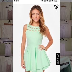 Lulu's backless mint green skater dress XS