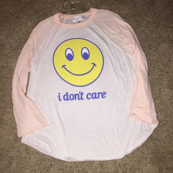 Wildfox "I don't care" raglan tee 🙂 - Picture 1 of 3