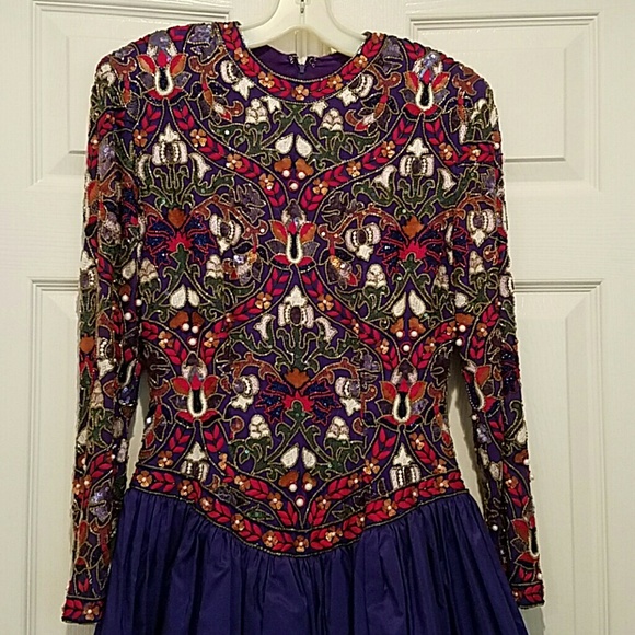 Vintage Naeem Khan Beaded Silk Evening Gown NWOT - Picture 2 of 4