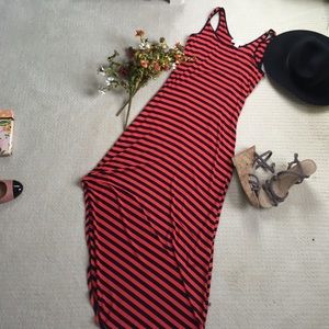 Michael Kors black and scarlet red high low dress