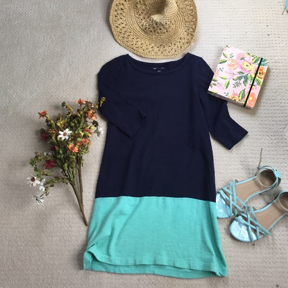 Navy and turquoise Gap color block dress XS