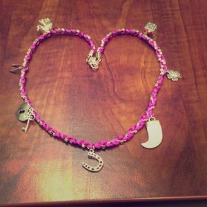 Pink charm necklace