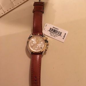 Michael Kors Leather and Two Tone Watch