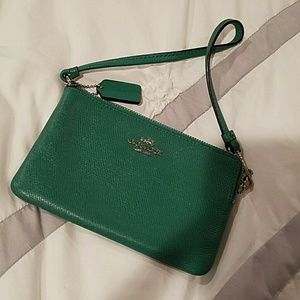 Coach green wristlet